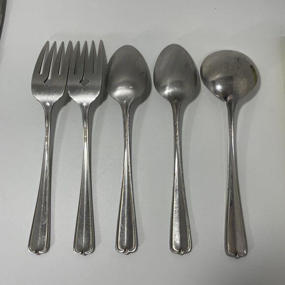 Oneida GALA IMPULSE Stainless 2 Teaspoon 1 Oval Soup Spoon 2 Salad Fork Lot Of 5 - Picture 3 of 5
